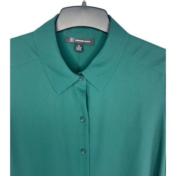 INC International Concepts Military Hunter Forest Button-Up Blouse Size Medium - Picture 15 of 16
